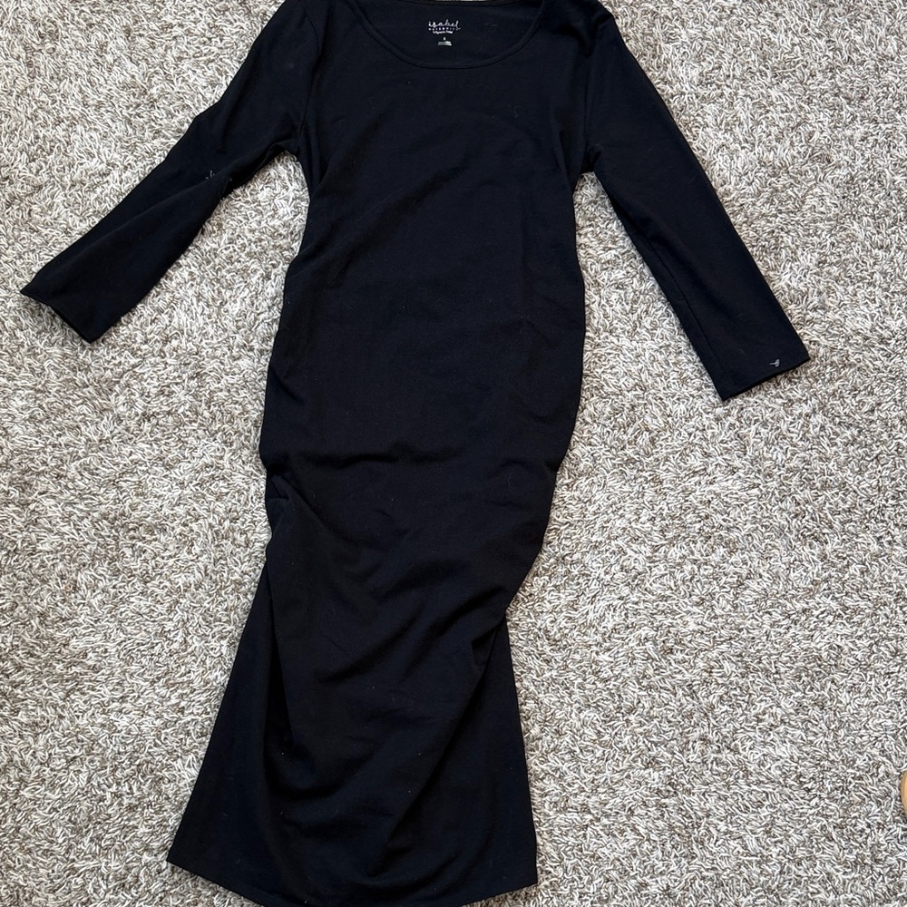 Isabel Maternity by Ingrid & Isabel Midi Dress Long Sleeve Black size Small - Picture 4 of 10
